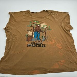 Smokey Bear Graphic T-Shirt Mens Big & Tall Fade Stains Tie Dye SS Tee Wildfires